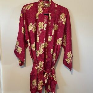 Victoria's Secret Vintage Crown Label Red and Gold Short Robe. Size Medium